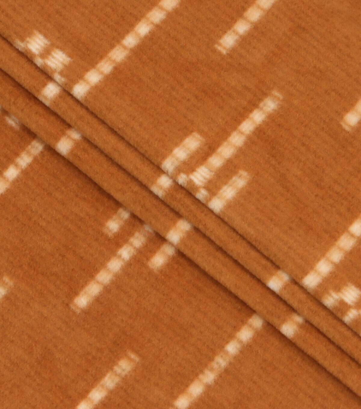 Brown Geometric on Terra Cotta Anti Pill Fleece Fabric