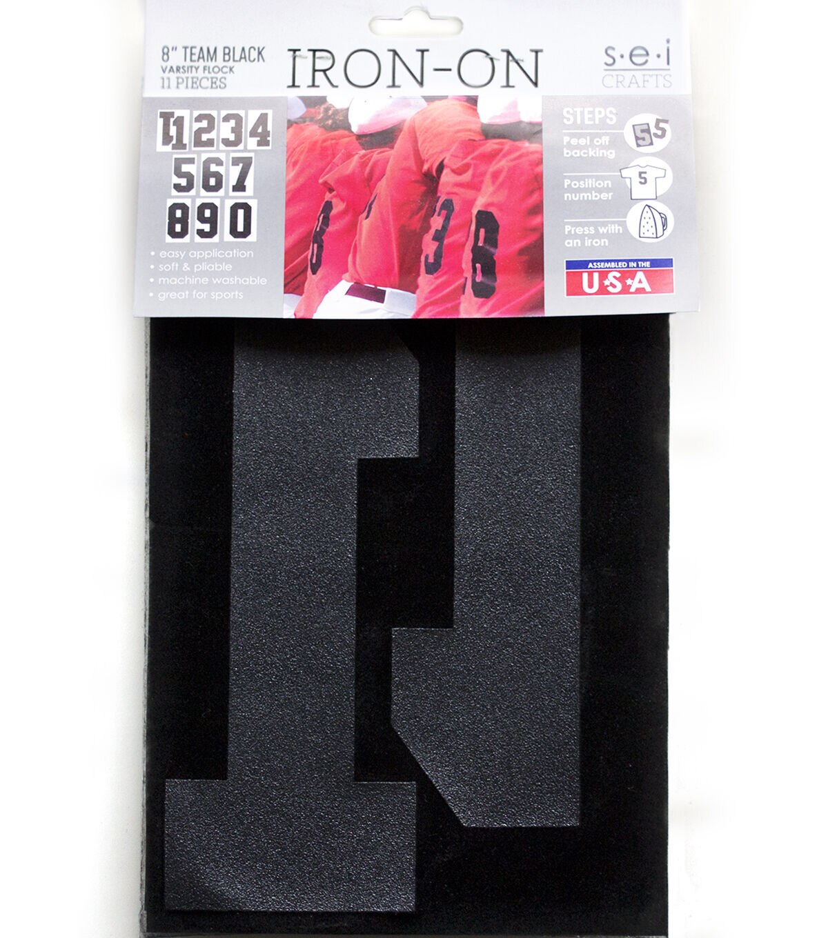 SEI 8 Black Iron On Transfer Numbers 11pc