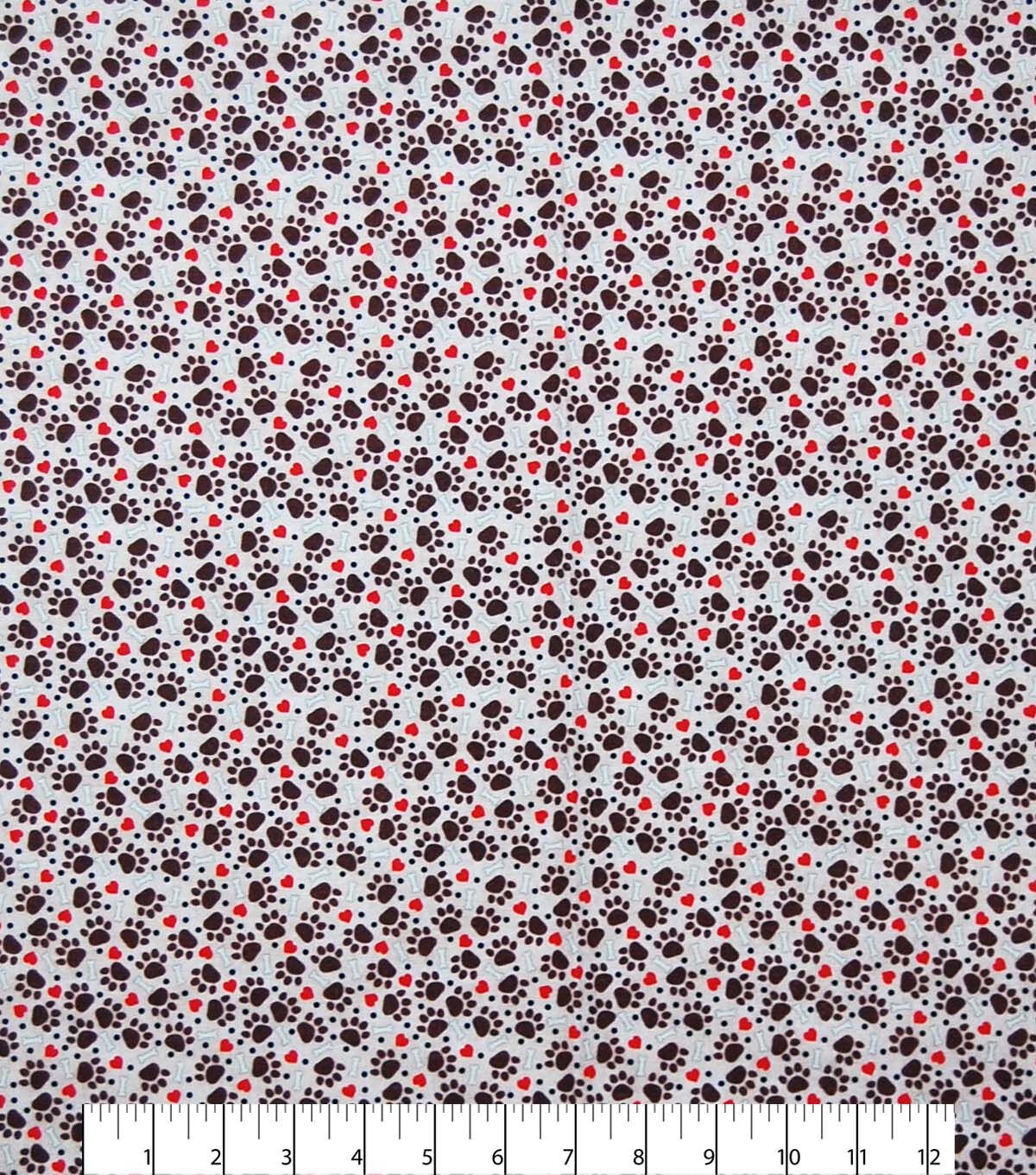 Paws & Stars on Brown Novelty Cotton Fabric