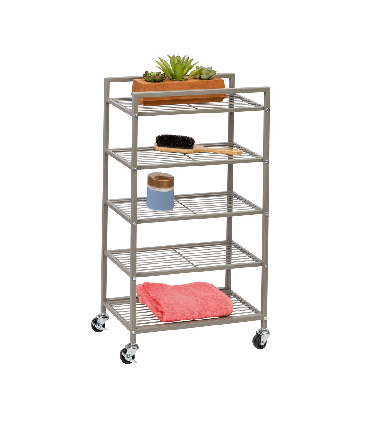 Honey Can Do 16 x 28 Satin Nickel 5 Tier Rolling Bath Storage Cart