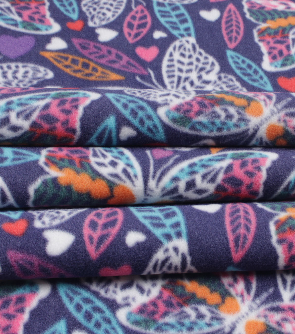 Butterfly Outlines on Purple Anti Pill Fleece Fabric