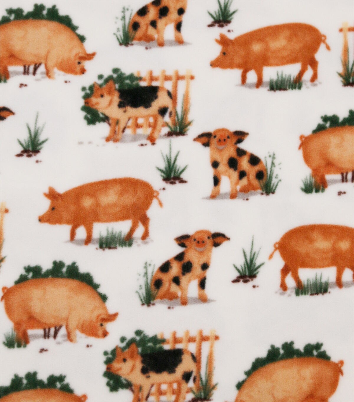 Pigs on White Anti Pill Fleece Fabric