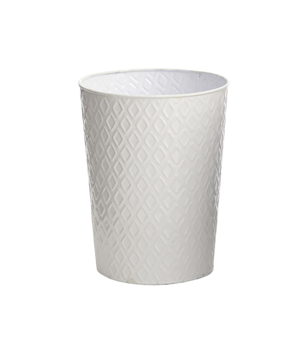 Nearly Natural 10 White Embossed Tin Planter