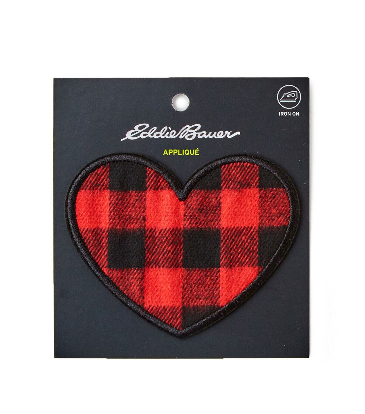 Eddie Bauer 3.5 Plaid Heart Iron On Patch