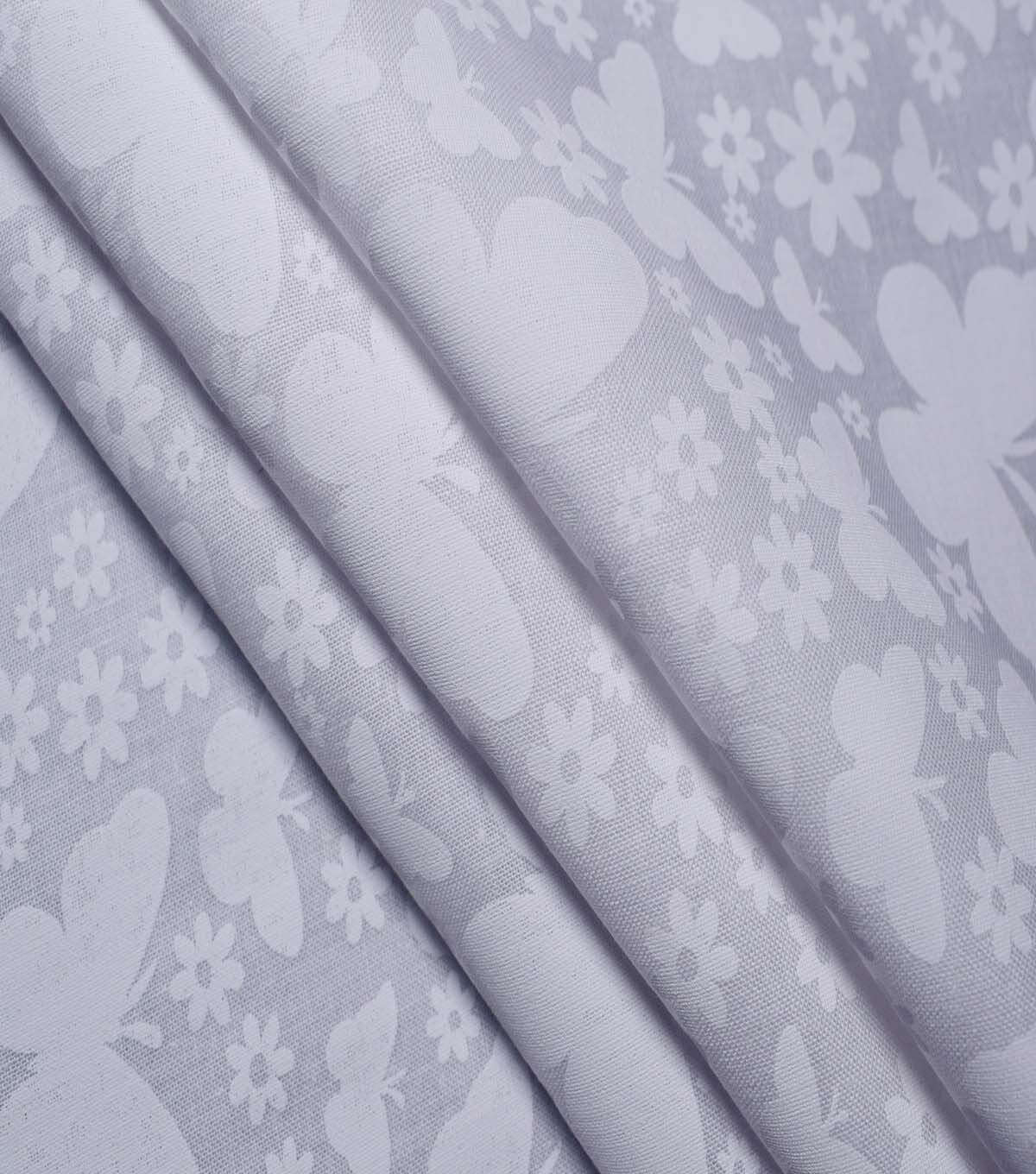Butterflies on White Cotton Fabric by Quilter's Showcase