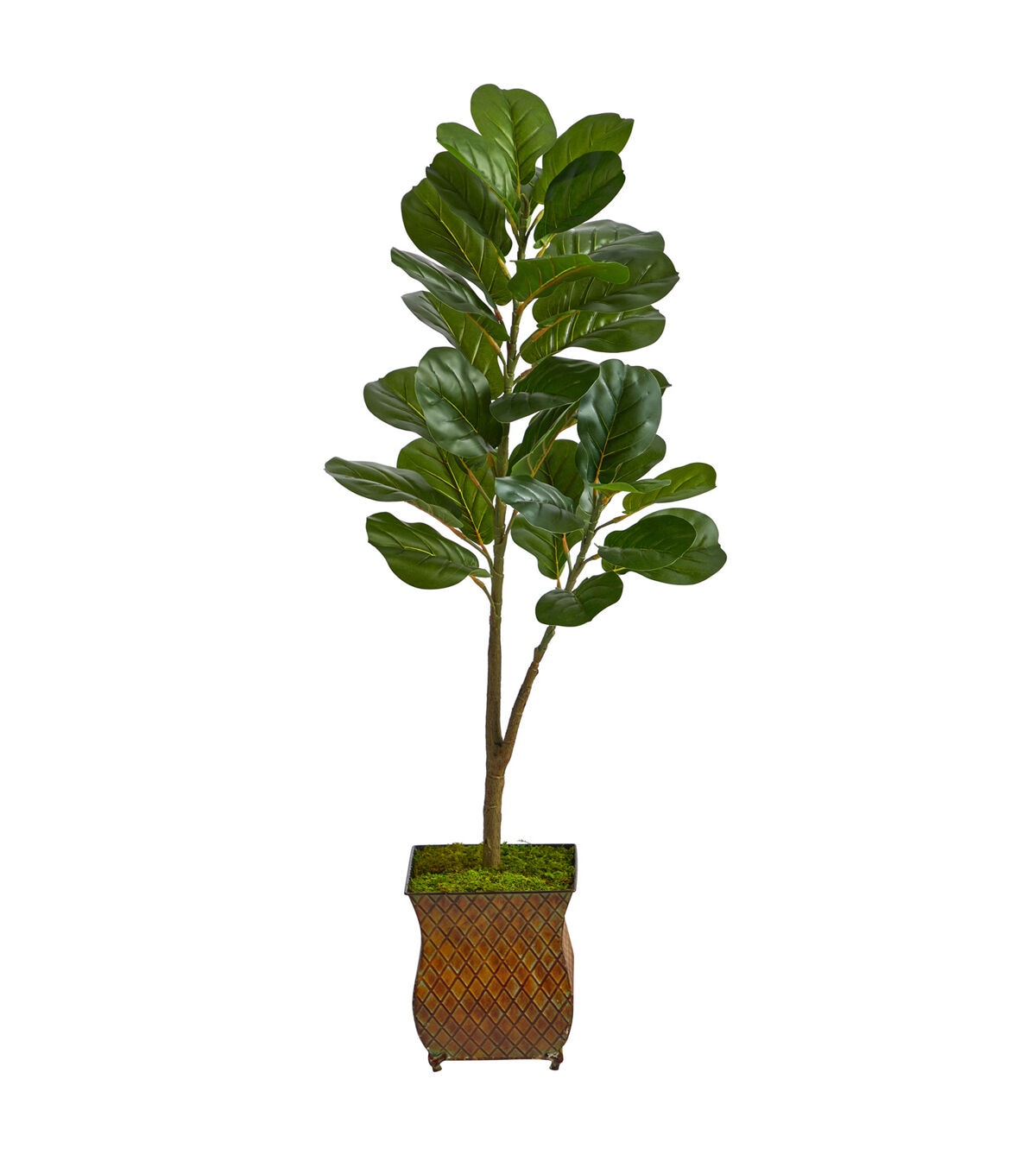 Nearly Natural 4' Fiddle Leaf Fig Artificial Tree in Brown Planter