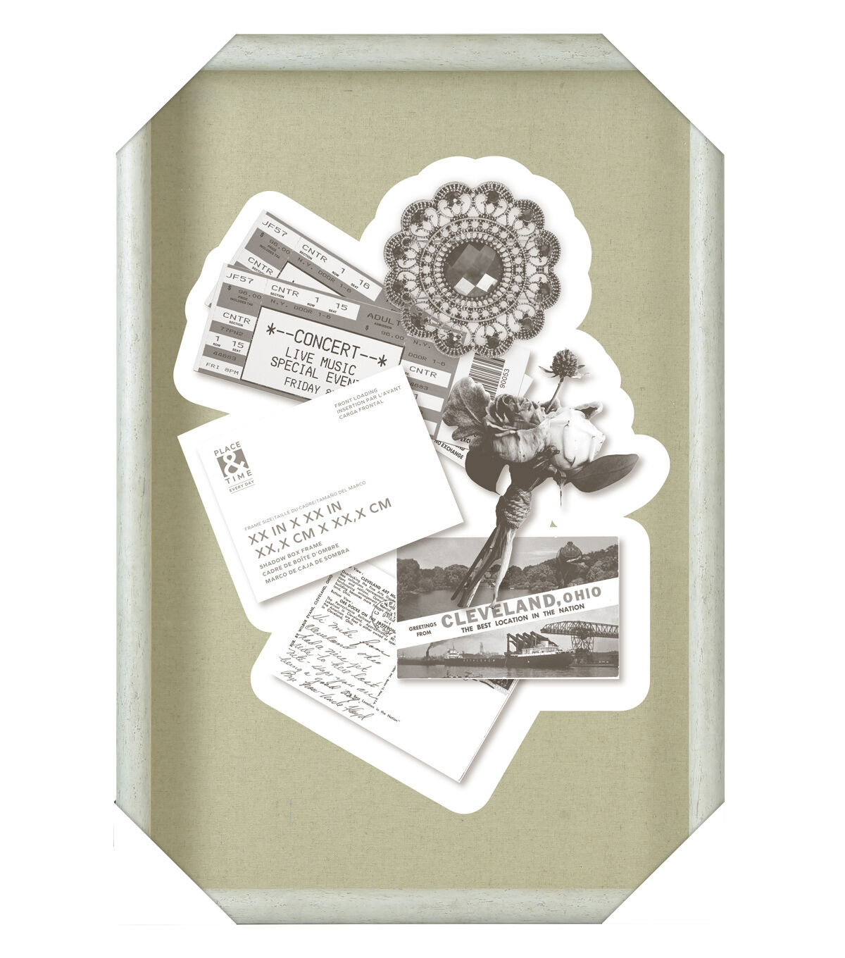 16 x 24 Distressed White Bullnose Shadowbox by Place & Time