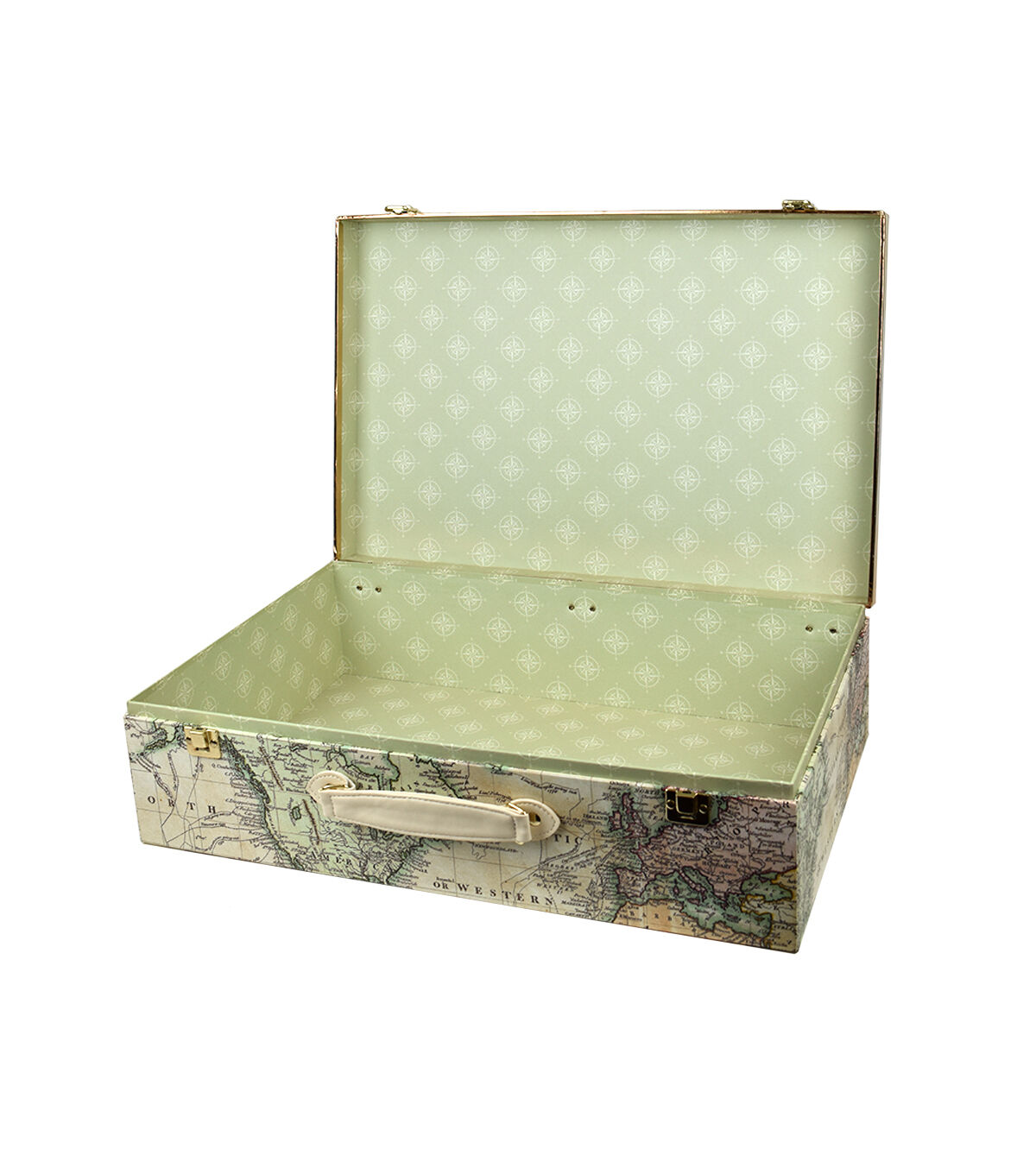 20 Antique Map Suitcase Box With Handle