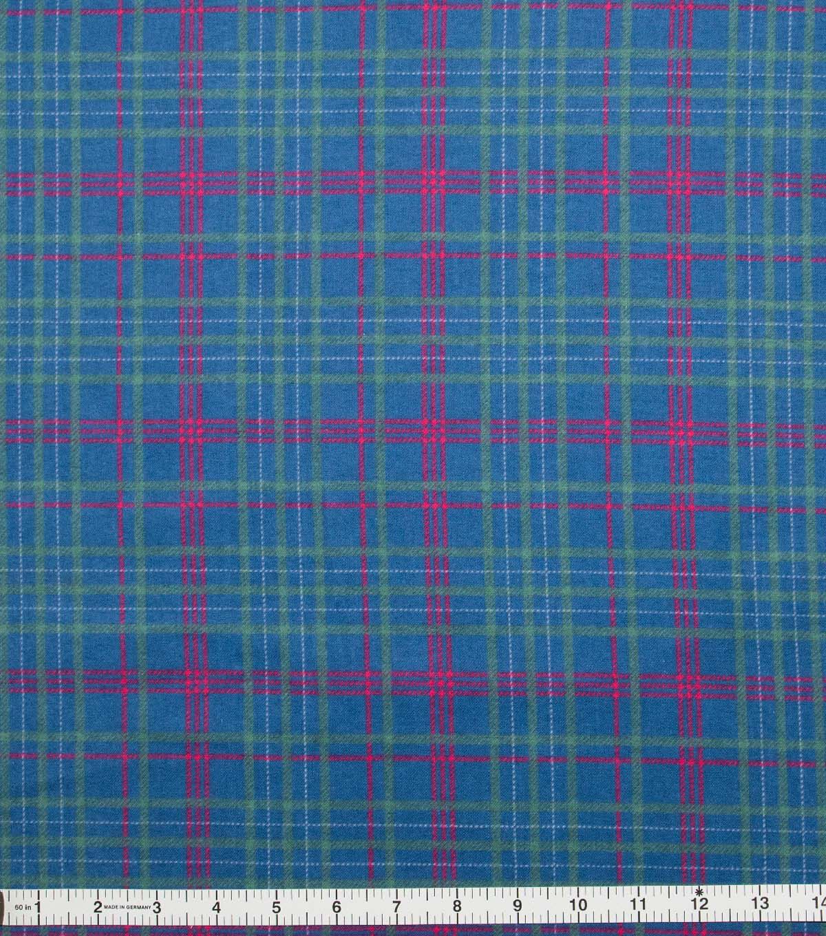 Super Snuggle Sam Blue Red Green Plaid Flannel Fabric