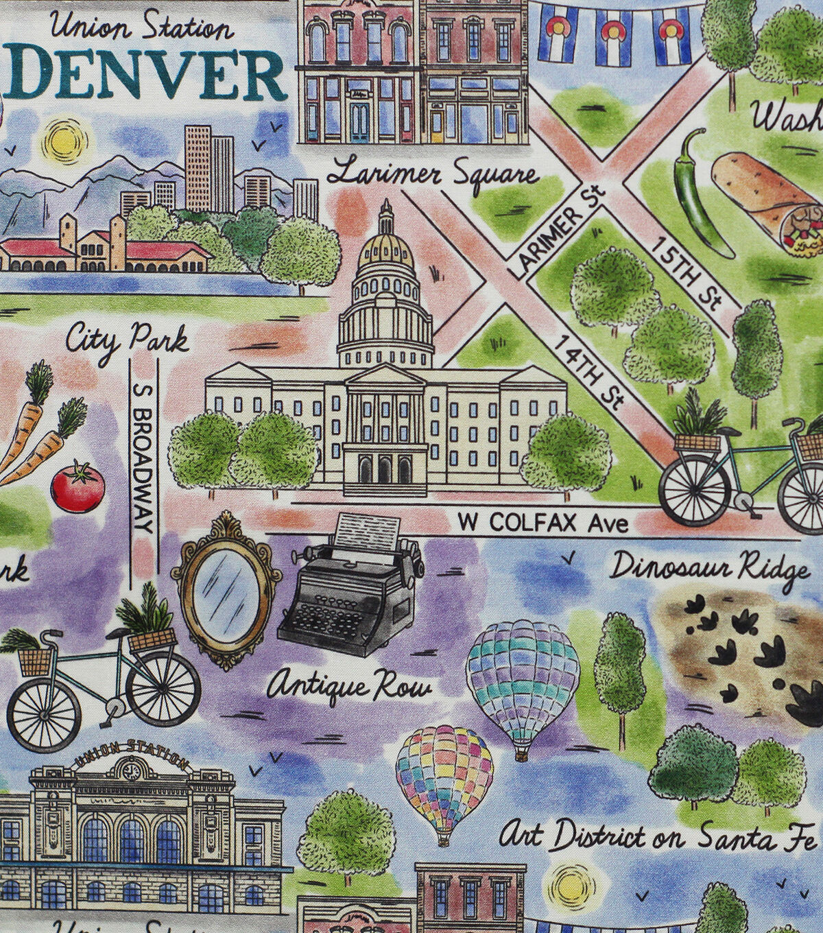 Denver Colorado City Pride Cotton Fabric