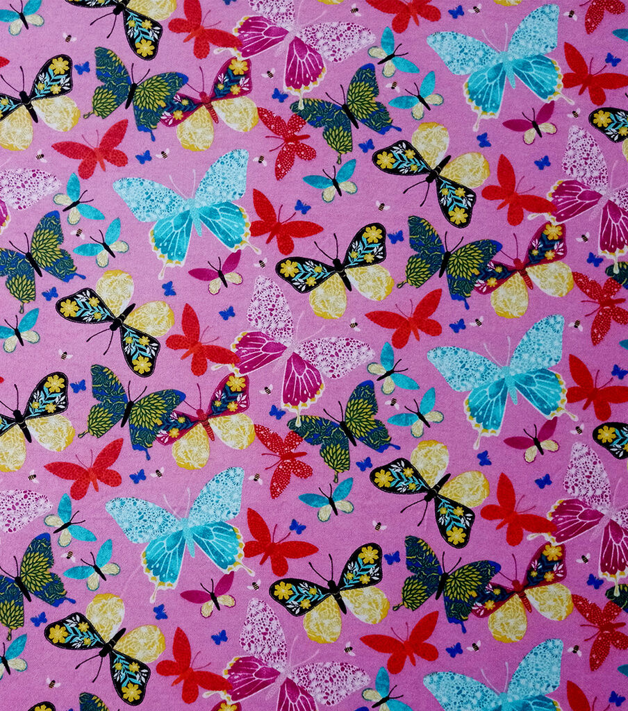 Butterflies on Pink Super Snuggle Flannel Fabric