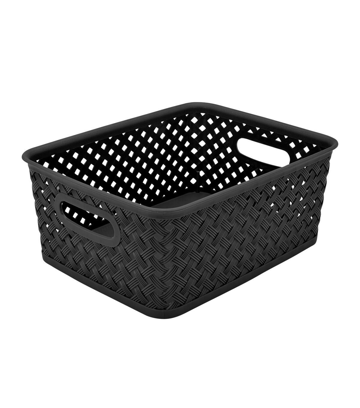 Simplify 10 x 4 Resin Wicker Storage Bin With Handles