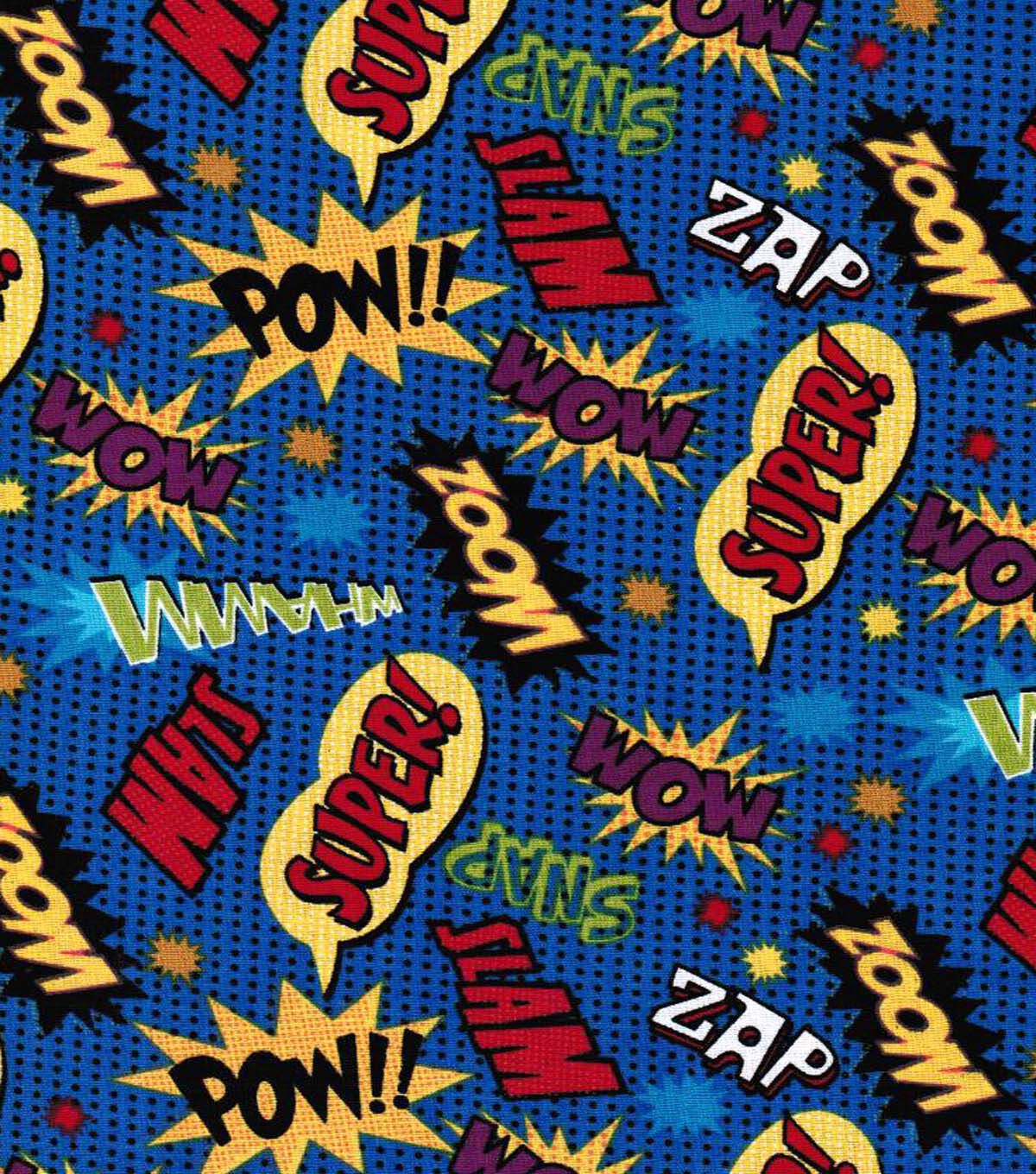 Novelty Cotton Fabric Comic Words
