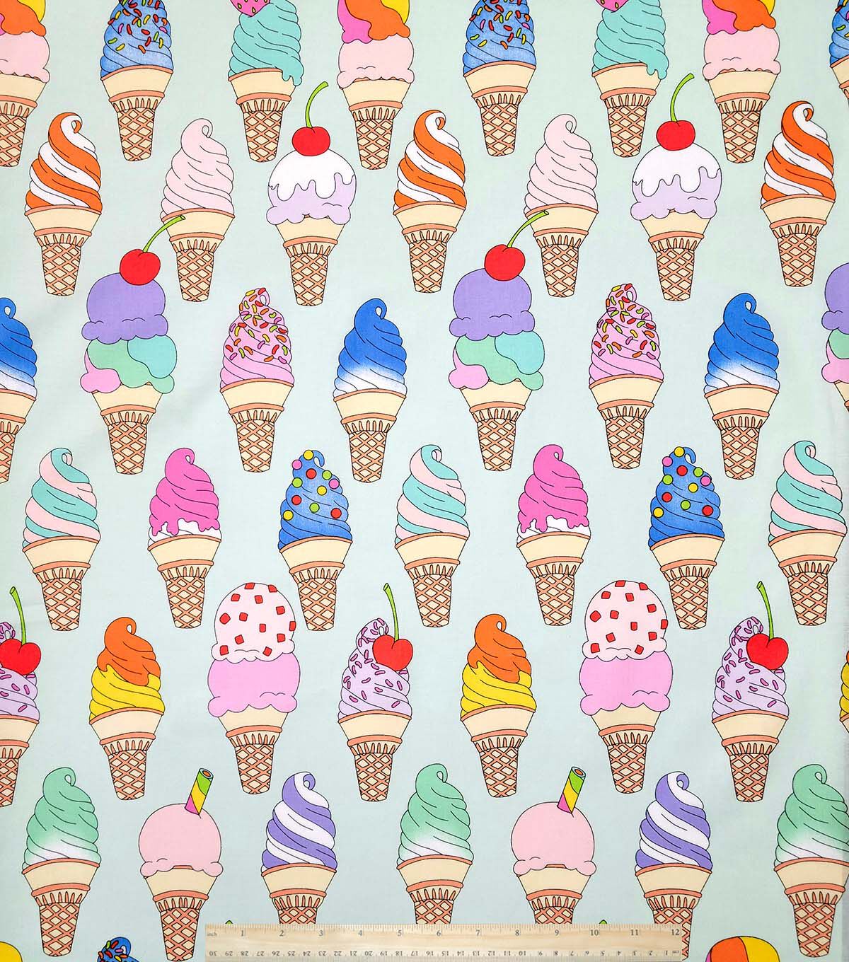 Alexander Henry Soft Serve Ice Cream on Light Blue Premium Cotton Fabric