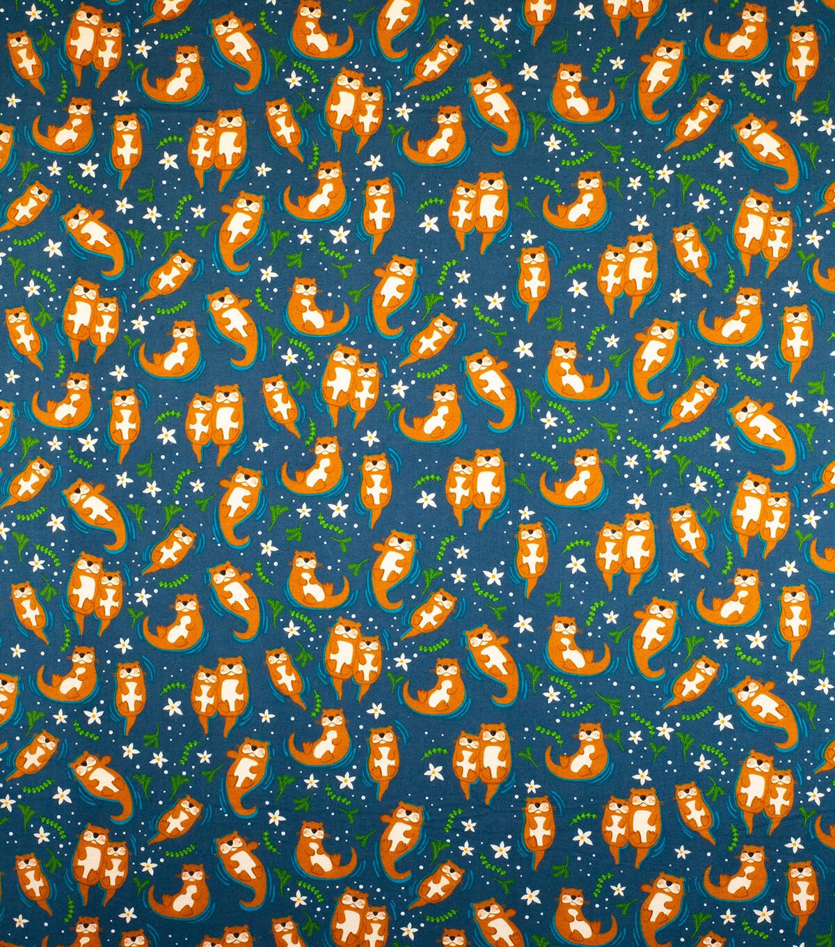 Super Snuggle Flannel Fabric Swimming Otters