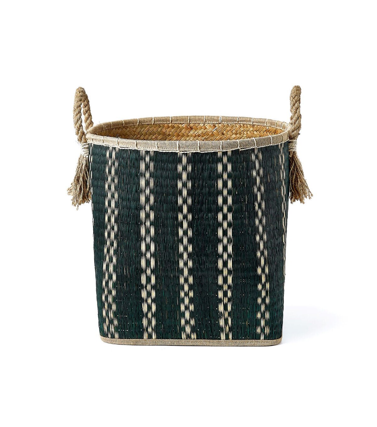 Green Square Palm Leaf Basket With Handles by Place & Time