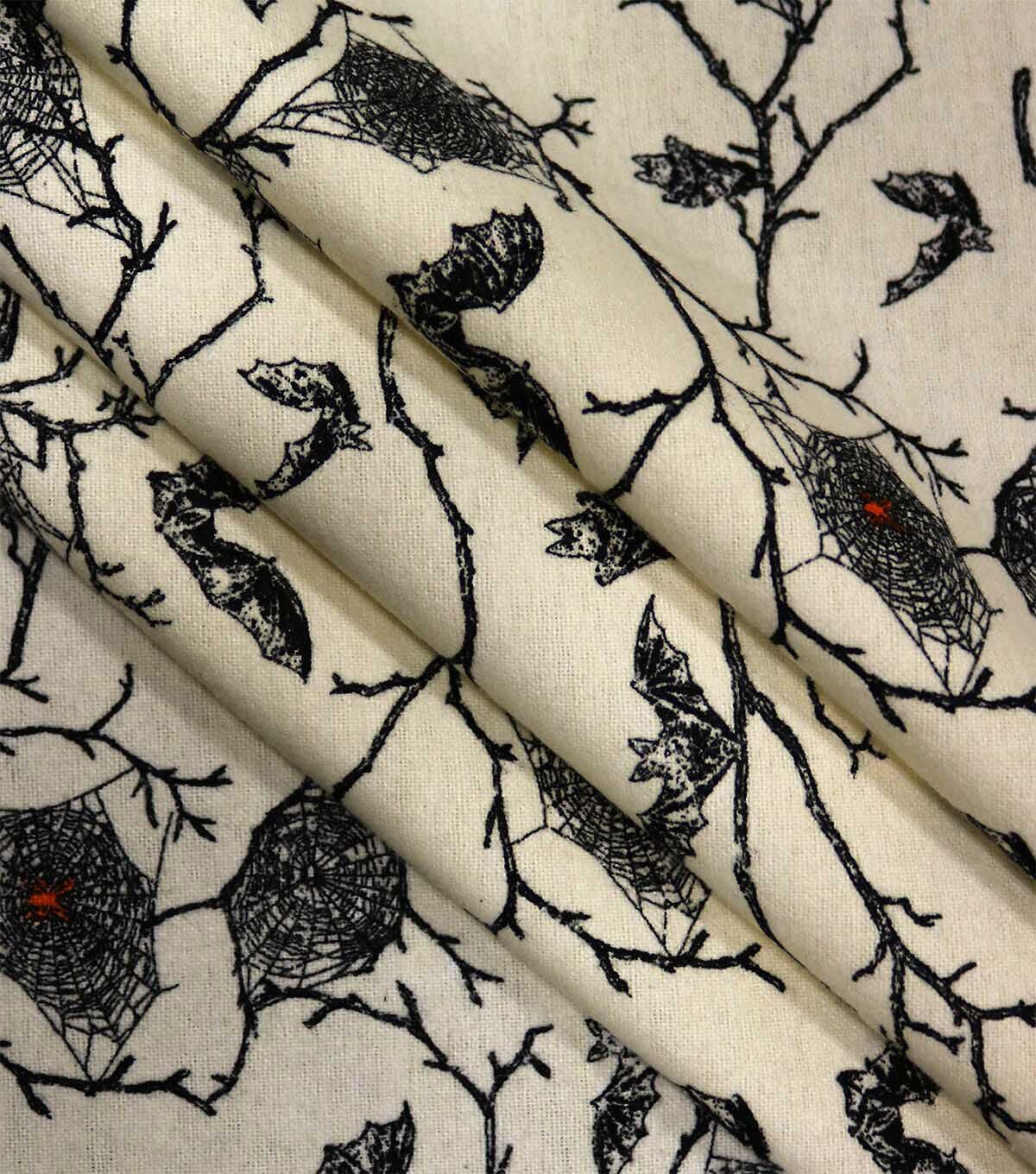 Black Bats On Branches Super Snuggle Flannel Fabric