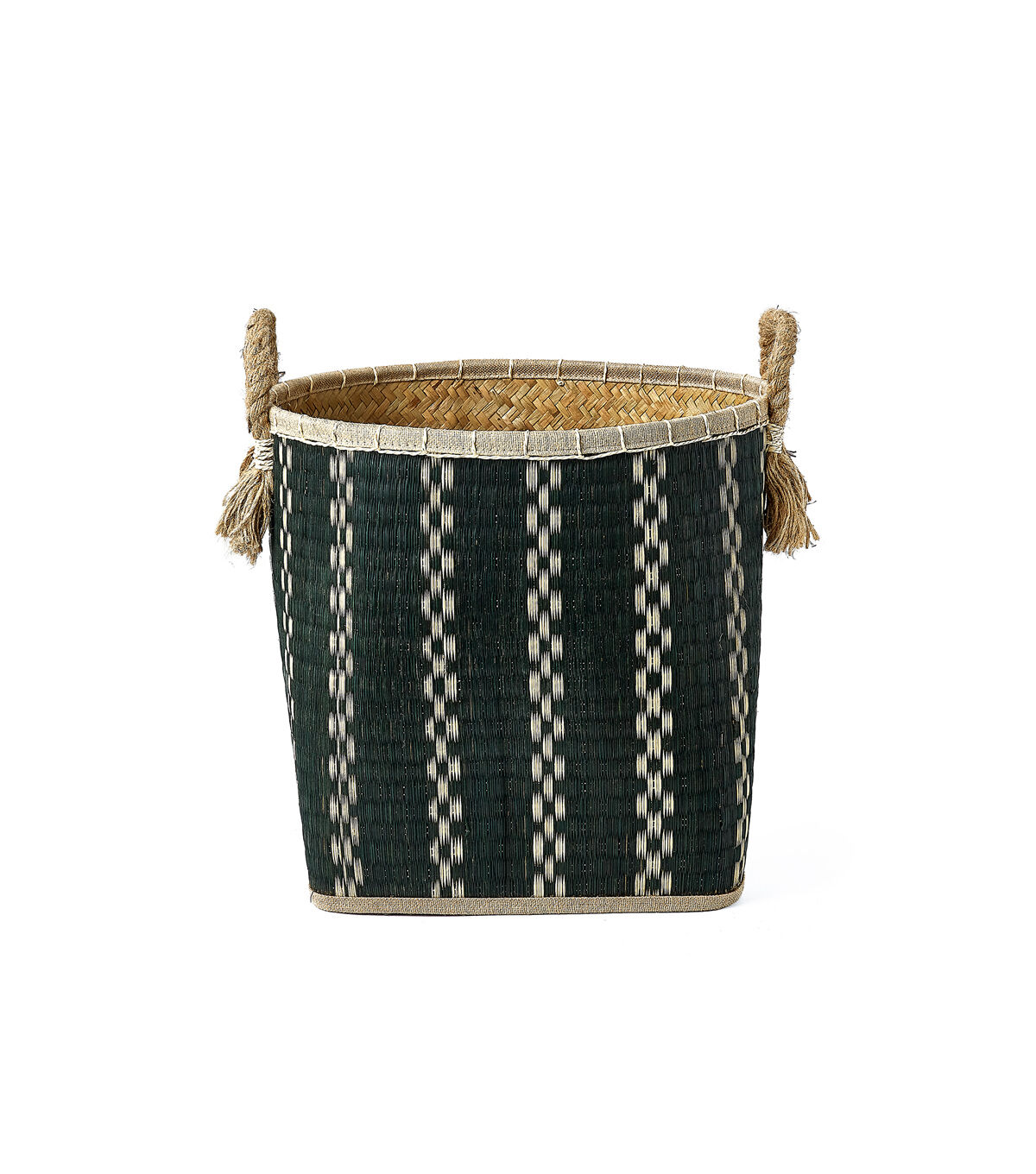 Green Square Palm Leaf Basket With Handles by Place & Time
