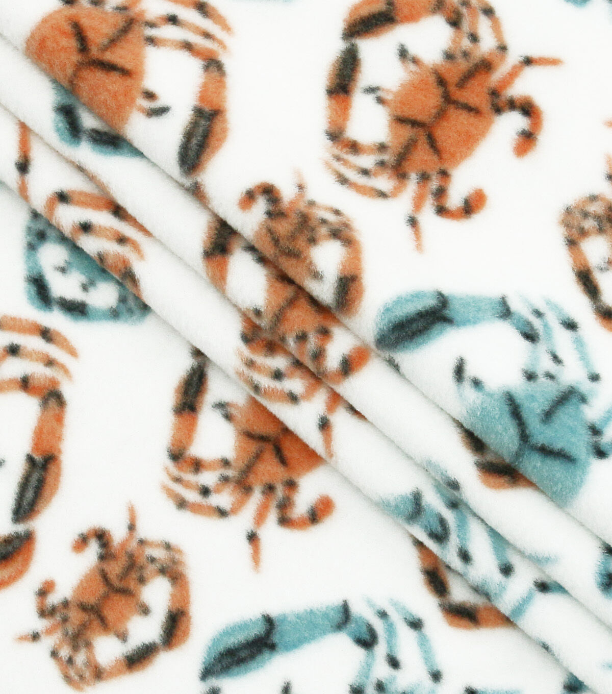 Resort Crabs on White Anti Pill Plush Fleece Fabric