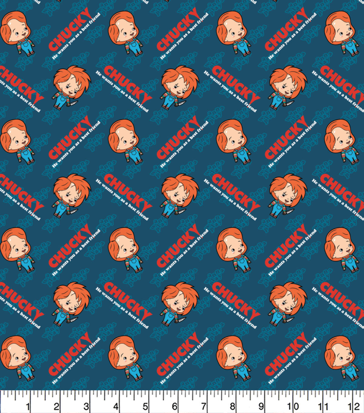Chucky Chibi Toss Pop Culture Cotton Fabric