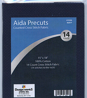 Design Works 15 x 18 Navy Gold Quality Aida Cross Stitch Fabric
