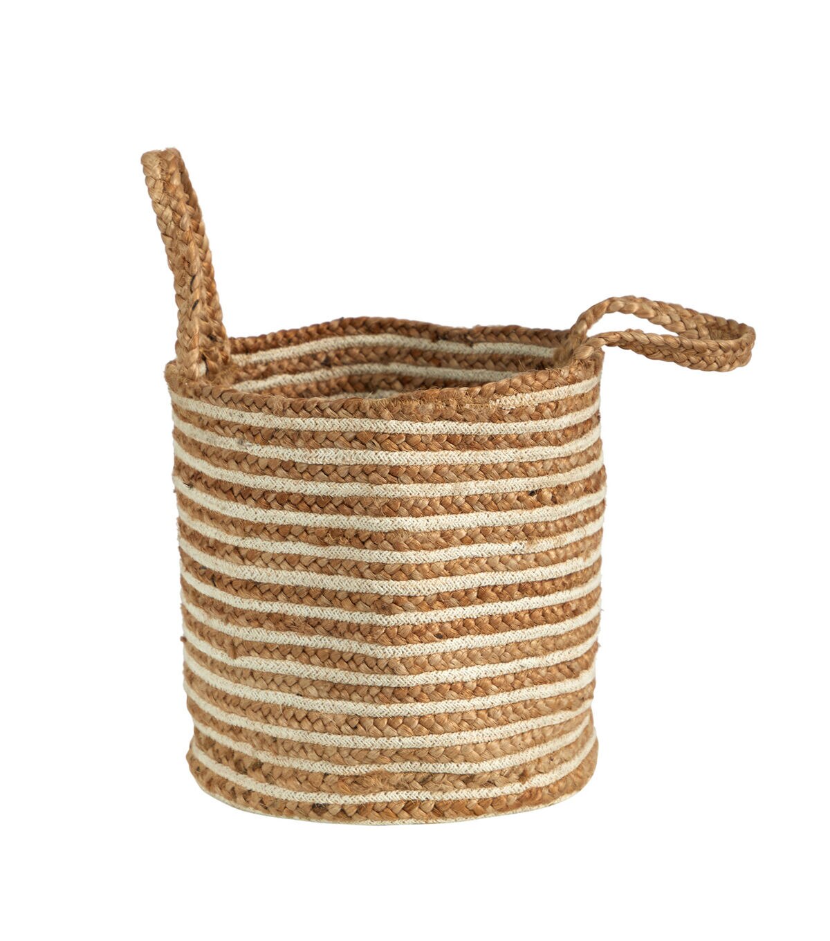 Nearly Natural 14 Handwoven Cotton & Jute Boho Striped Basket