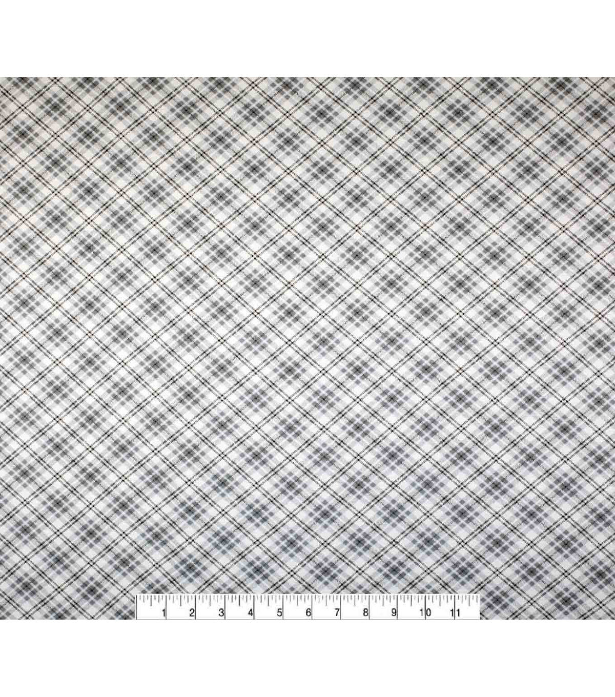 Gray Bias Plaid Super Snuggle Flannel Fabric