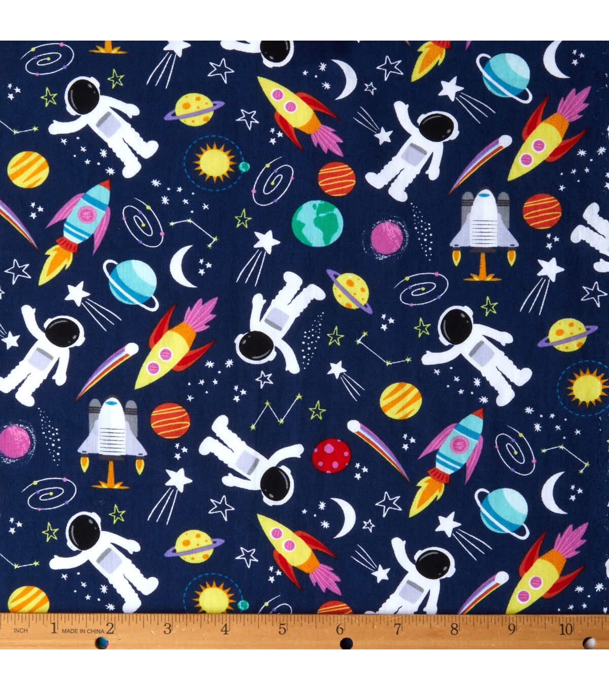 Robert Kaufman Blue Space Explorer Novelty Cotton Fabric