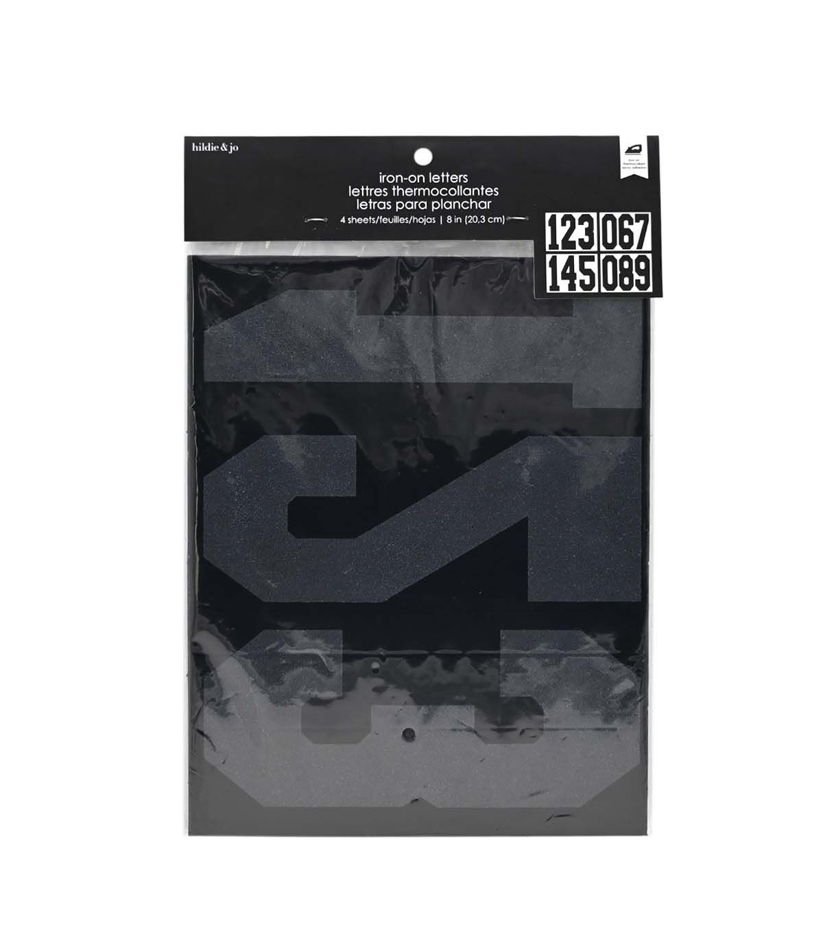 8 Athletic Black Iron On Numbers 4 Sheets by hildie & jo