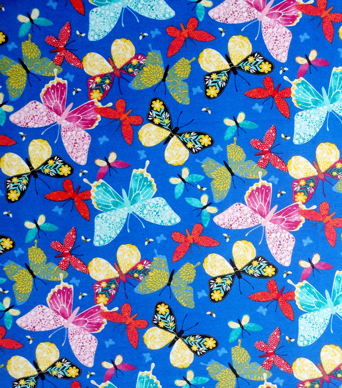 Butterflies on Blue Super Snuggle Flannel Fabric