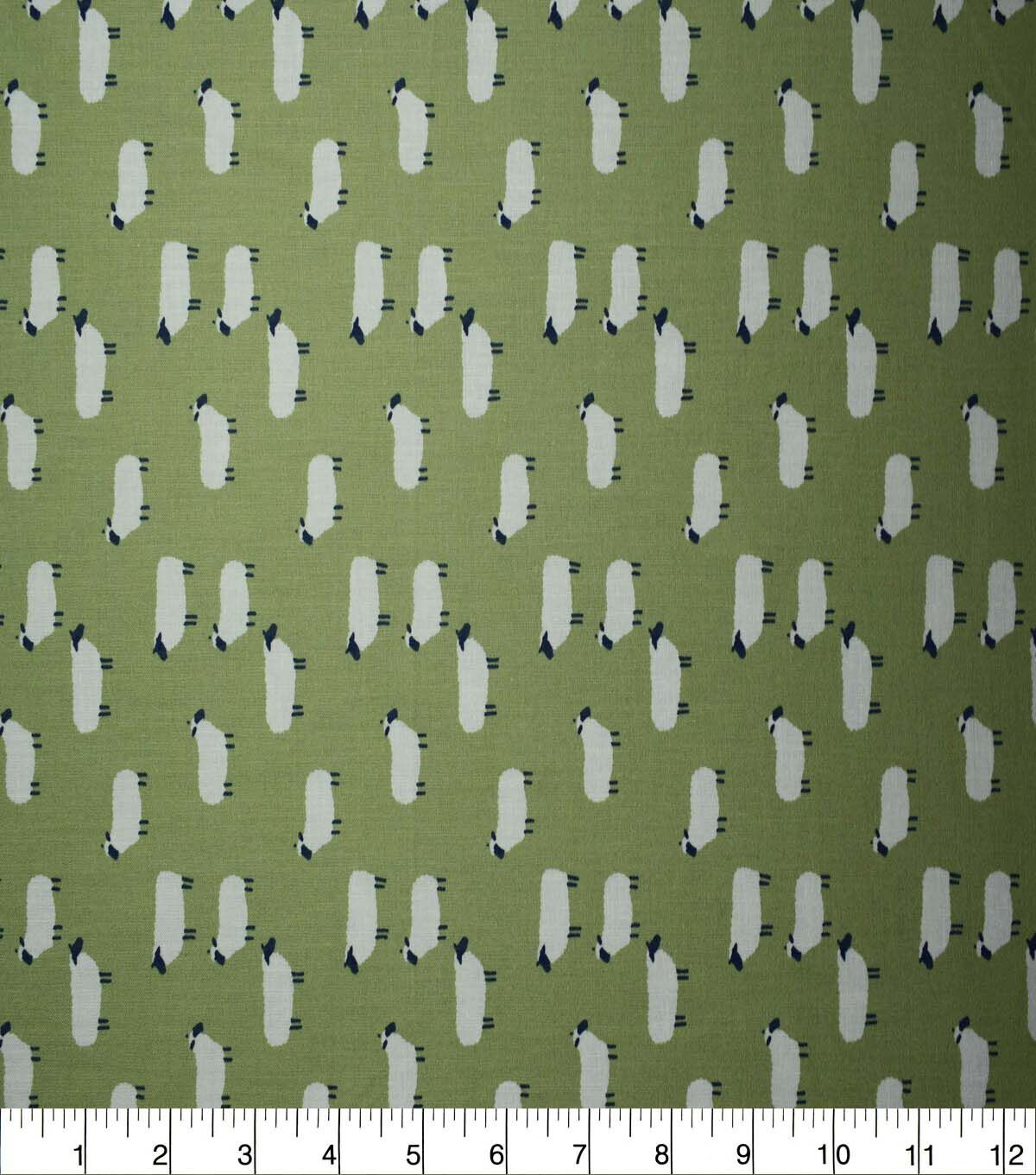 Barnyard Sheep on Green Cotton Fabric by Quilter's Showcase