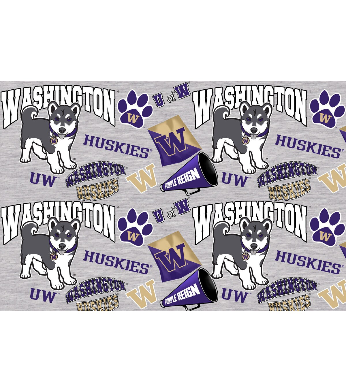 University of Washington Huskies Cotton Fabric Collegiate Mascot