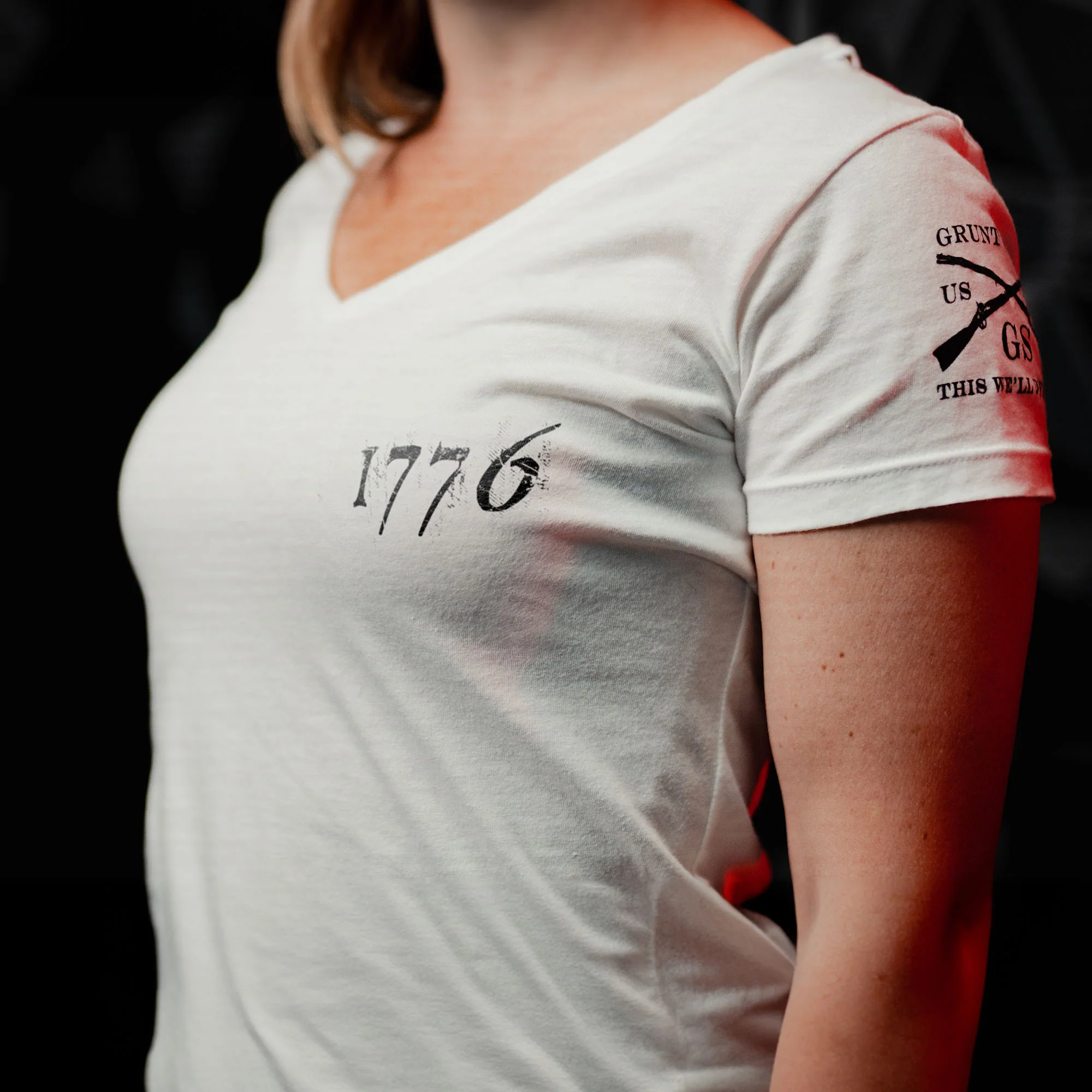 Women's 1776 Flag V-Neck - White