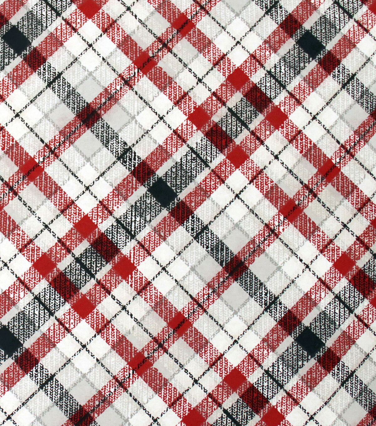Gray Red Bias Plaid Super Snuggle Flannel Fabric