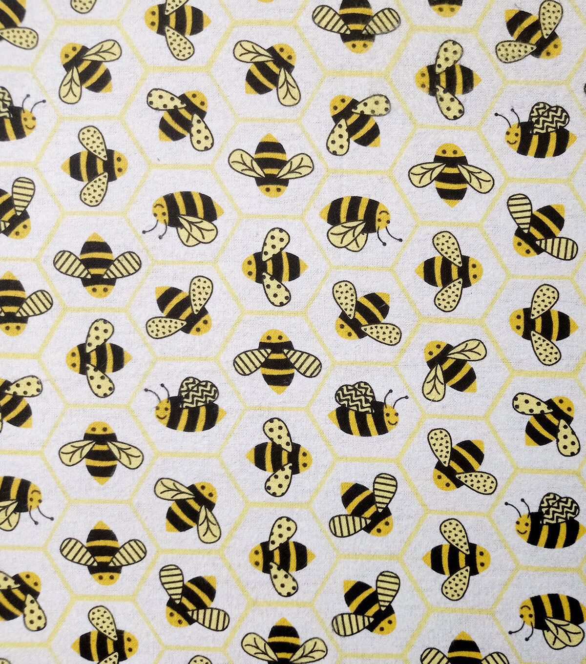 Bees on White Super Snuggle Flannel Fabric