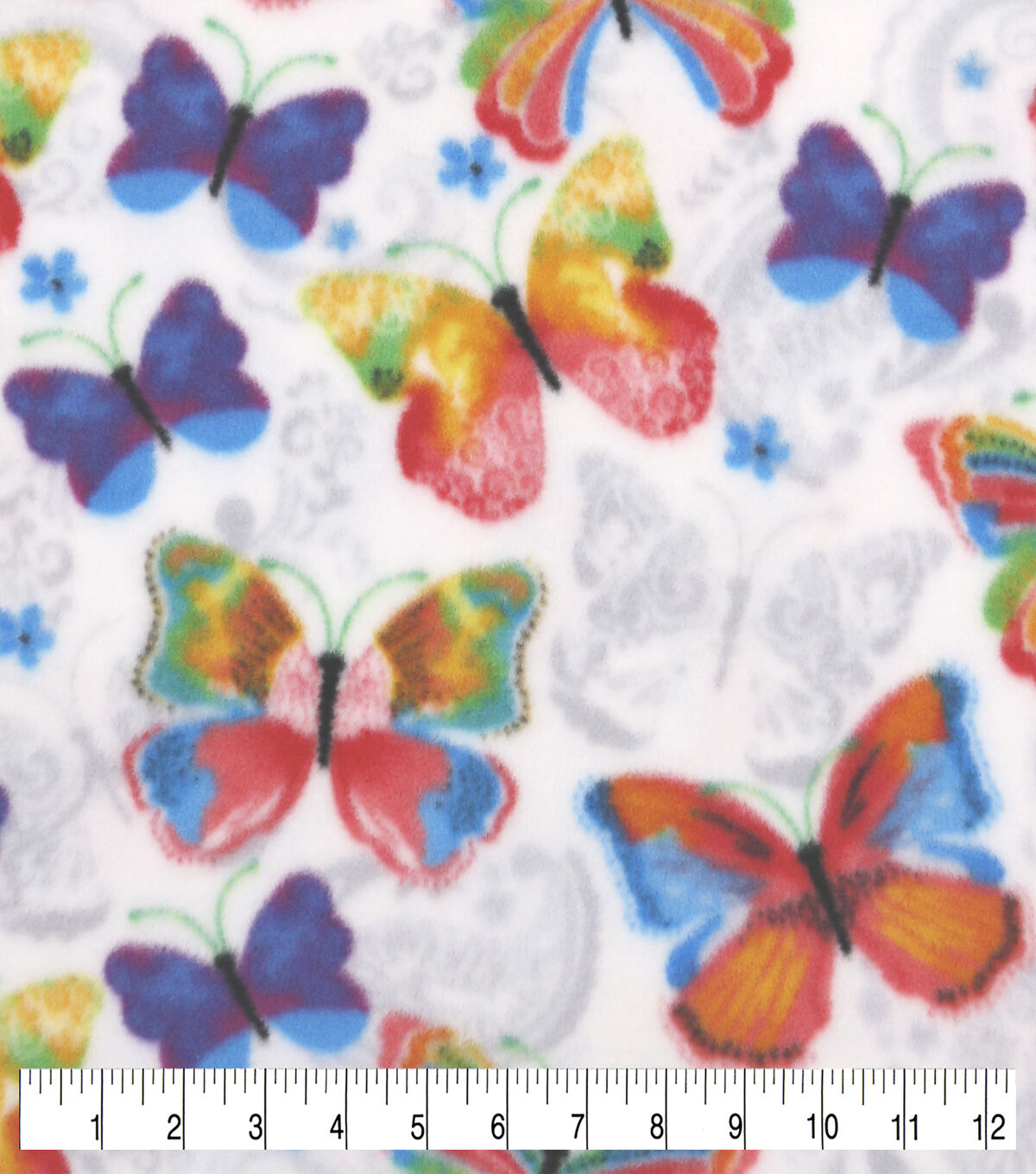 Orange & Blue Butterflies Anti Pill Fleece Fabric