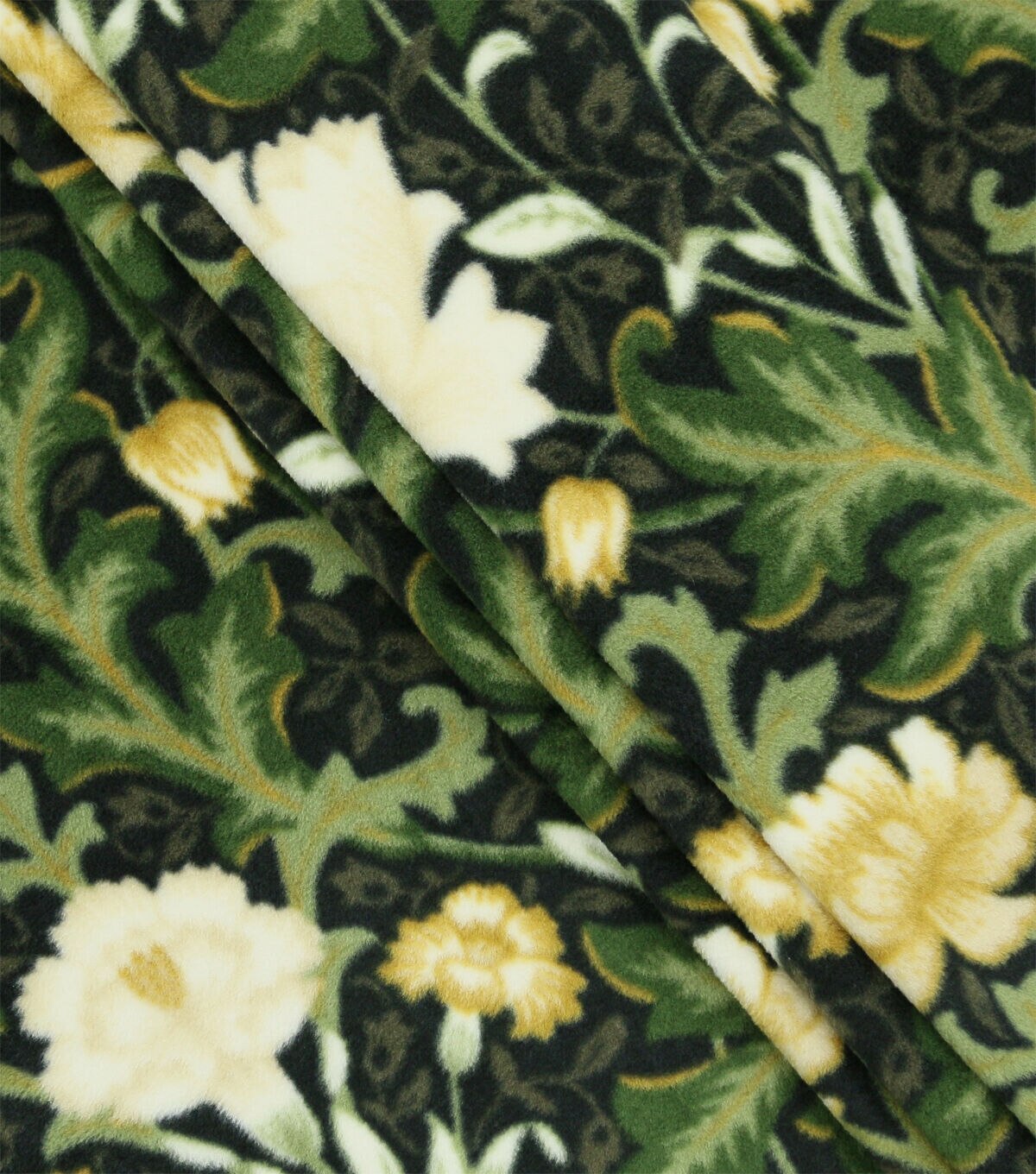 Green Symmetrical Floral Luxe Fleece Fabric