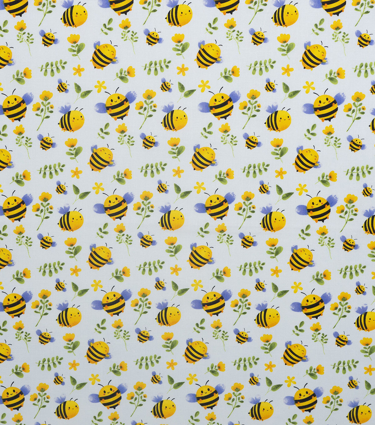 Yellow Happy Bees Novelty Cotton Fabric