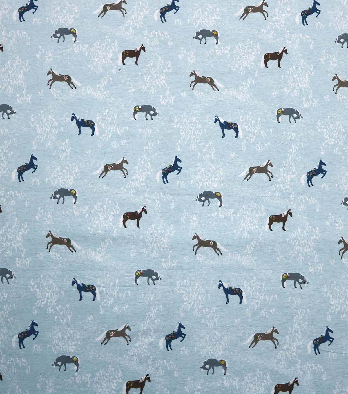 Horses on Blue Super Snuggle Flannel Fabric
