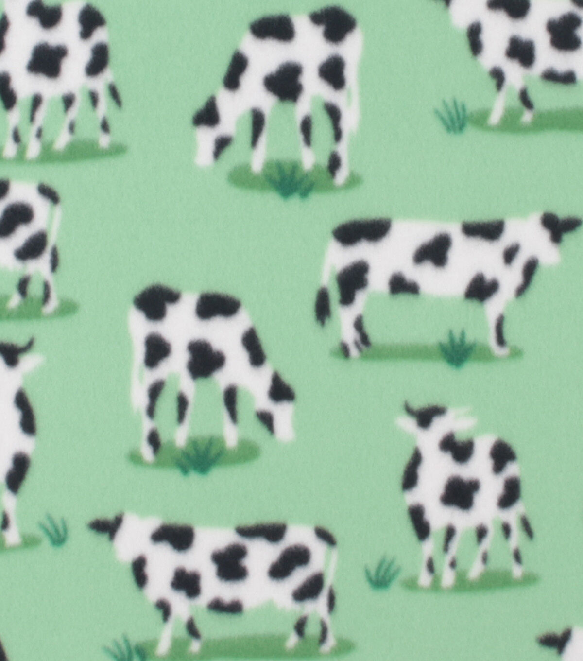 Standing Cows on Green Blizzard Fleece Fabric
