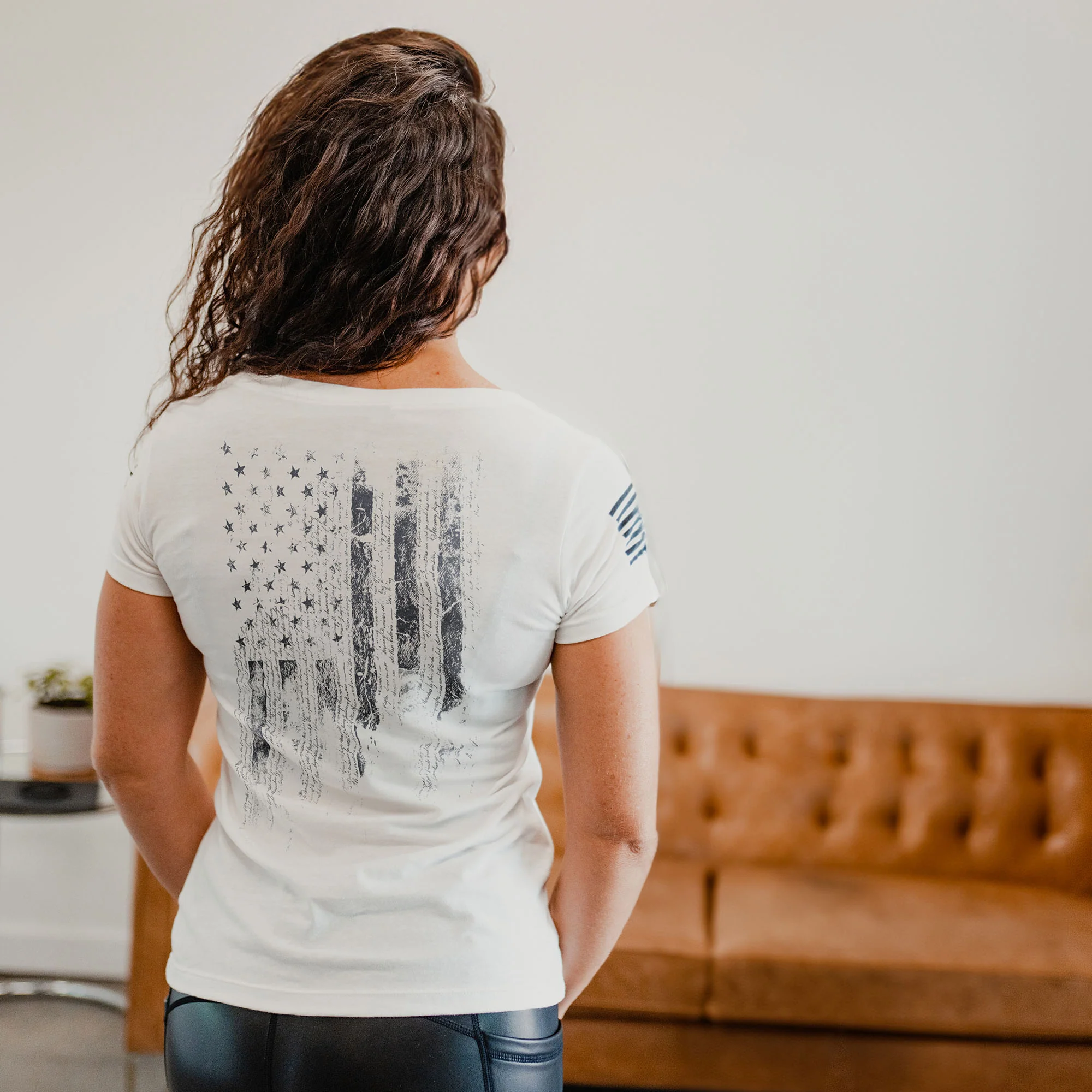 Women's 1776 Flag V-Neck - White