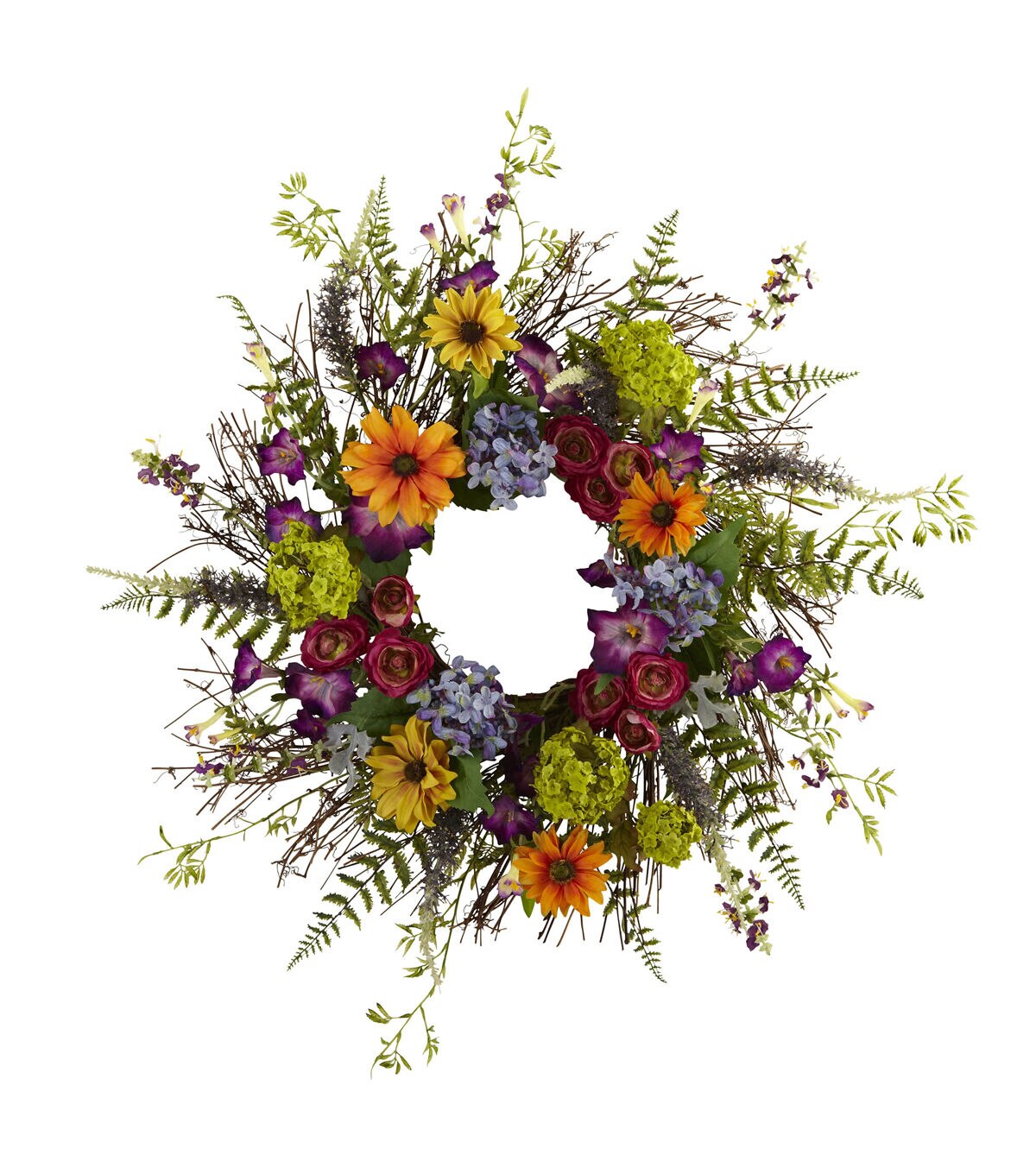 Nearly Natural 24 Spring Garden Wreath with Twig Base