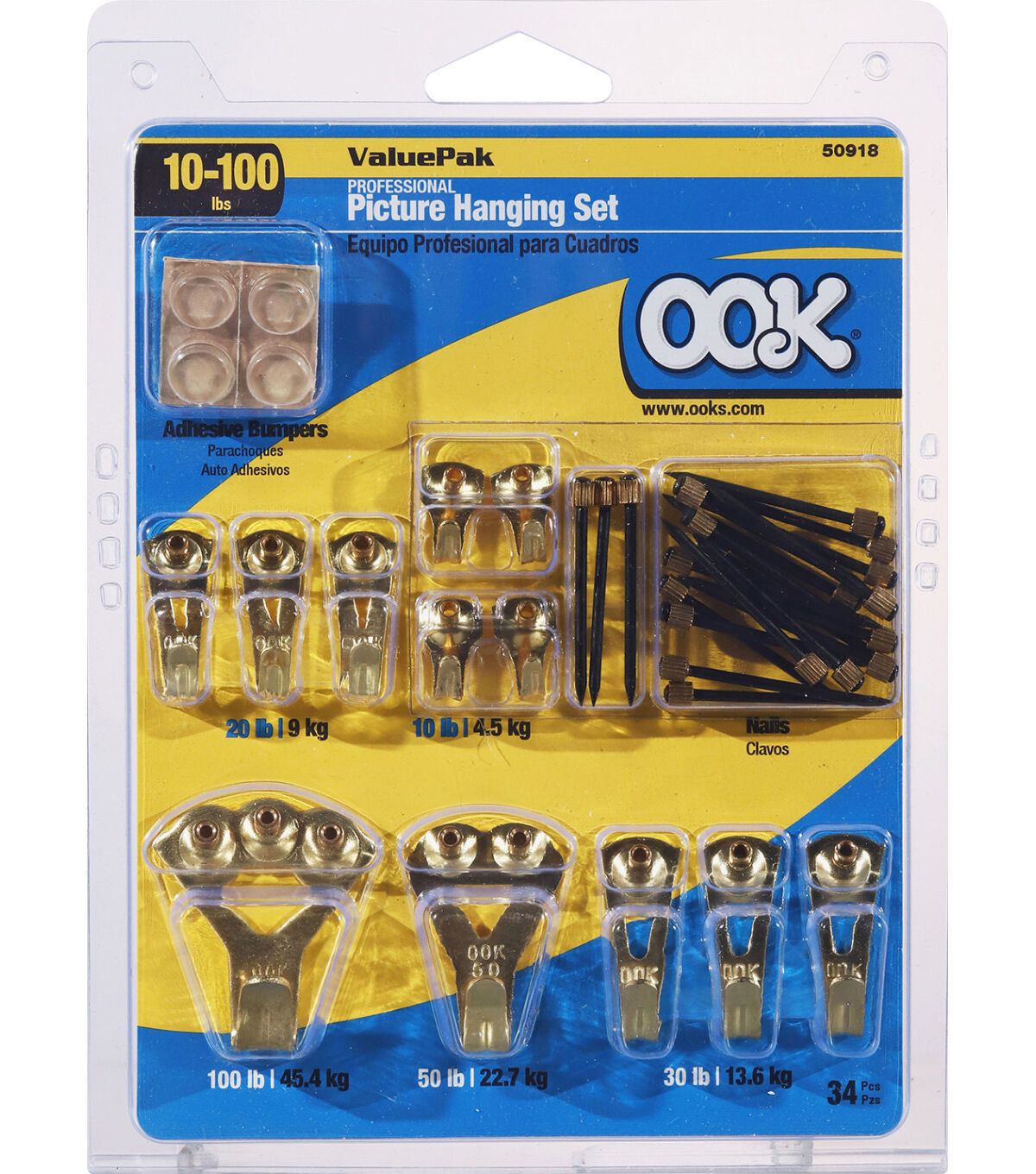 Ook 34ct Professional Picture Hanger Value Pack Kit