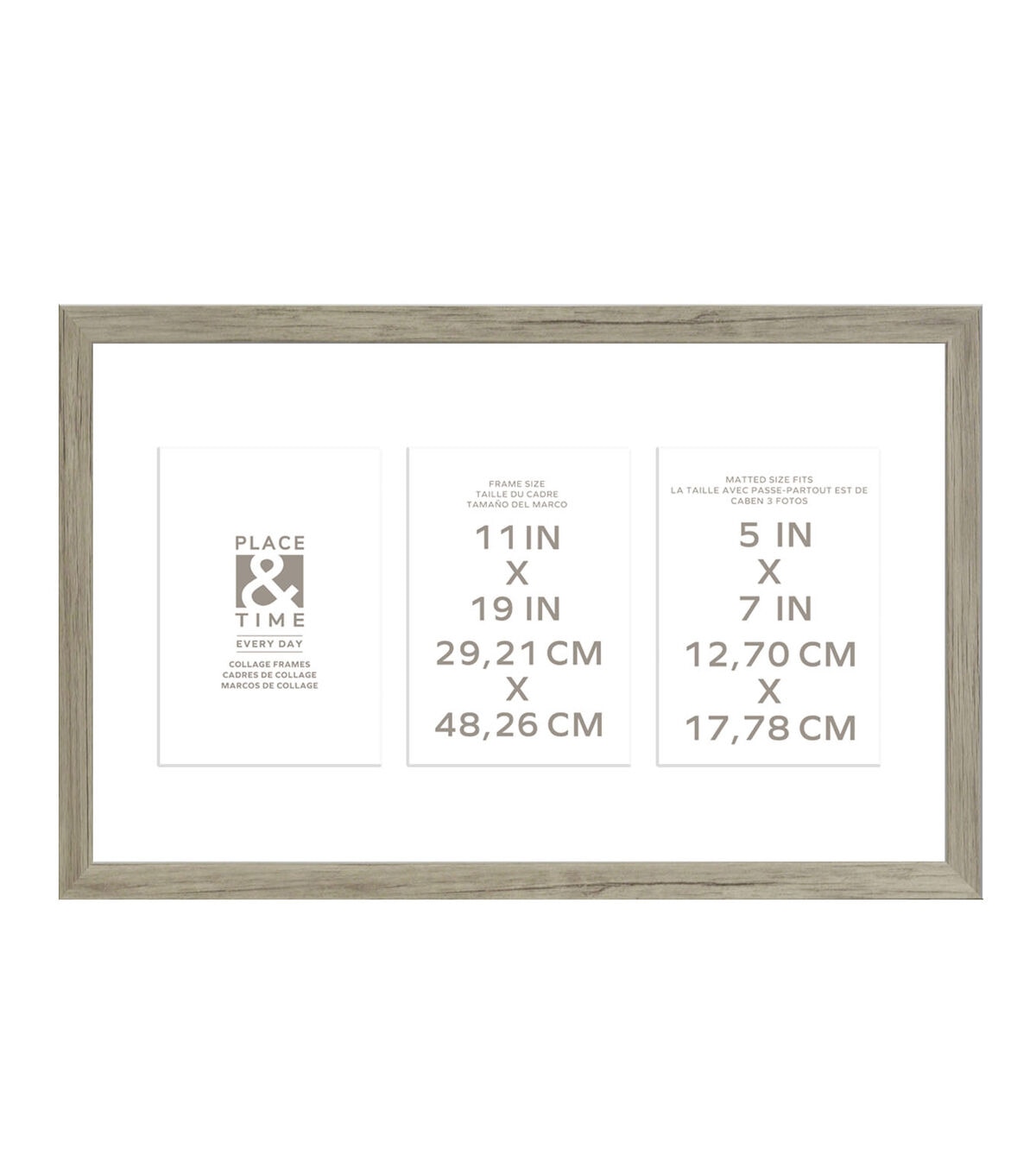 11 x 19 Natural 3 Photo Collage Frame by Place & Time