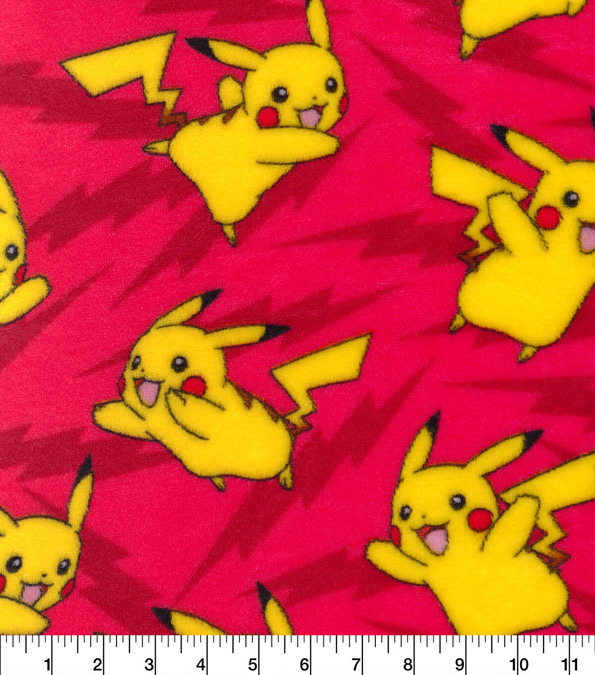 Pokemon Pikachu on Red Velvet Fleece Fabric