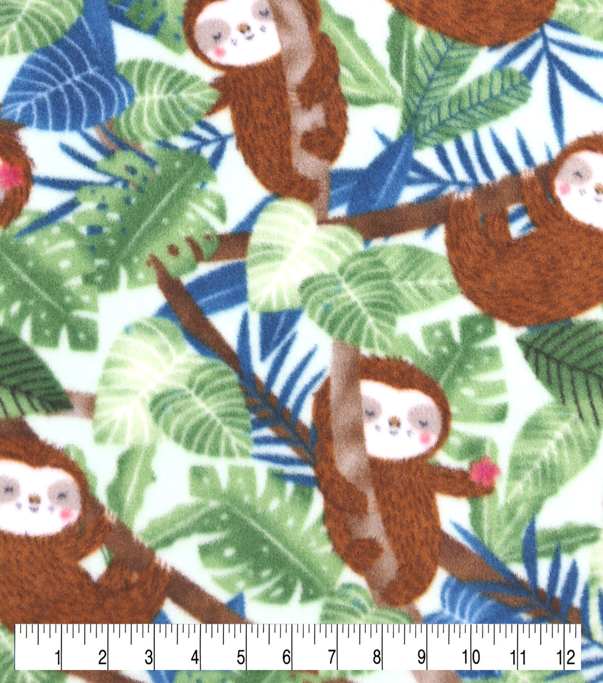 Jungle Sloths Anti Pill Fleece Fabric