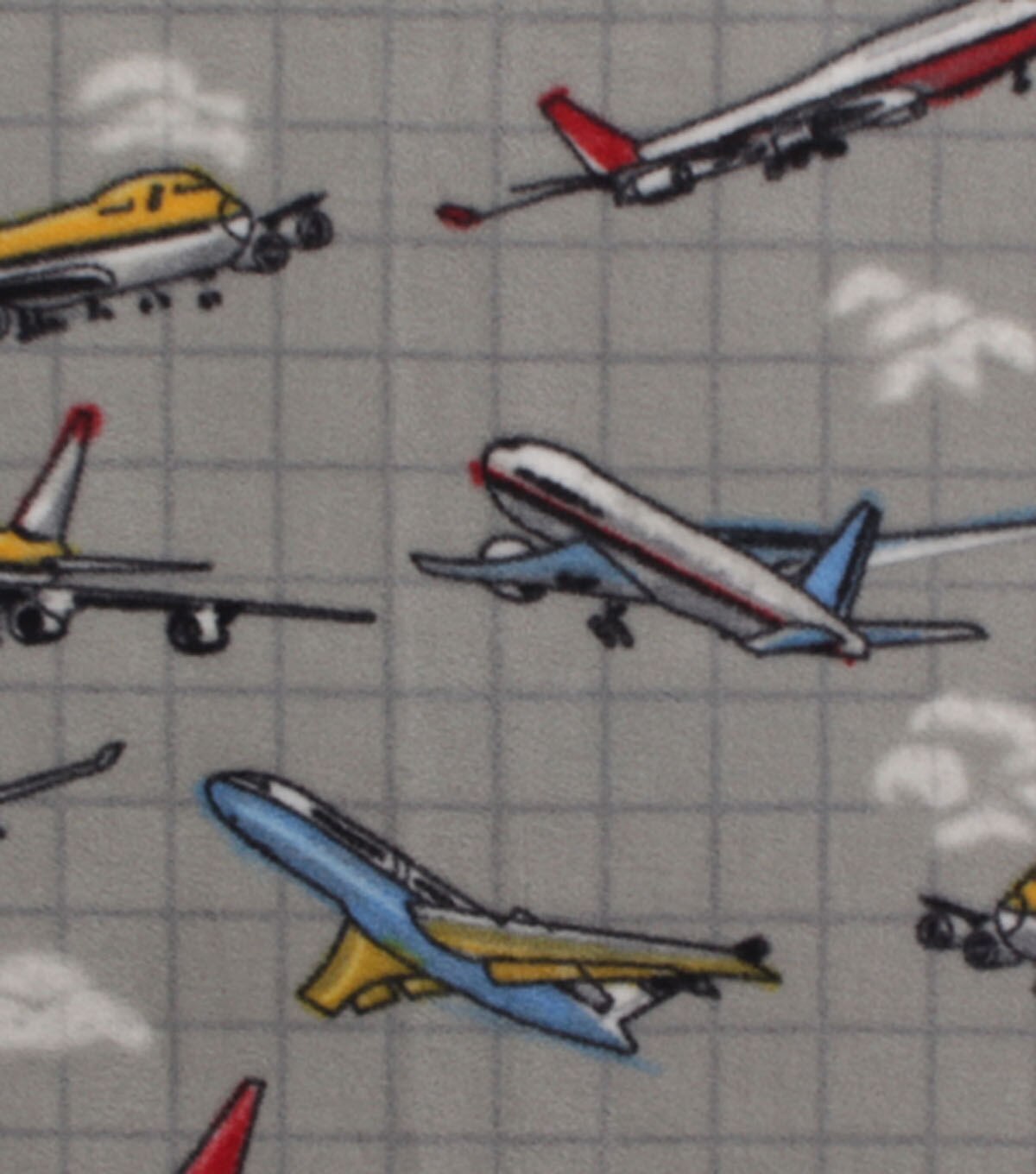 Planes on Gray Anti Pill Fleece Fabric