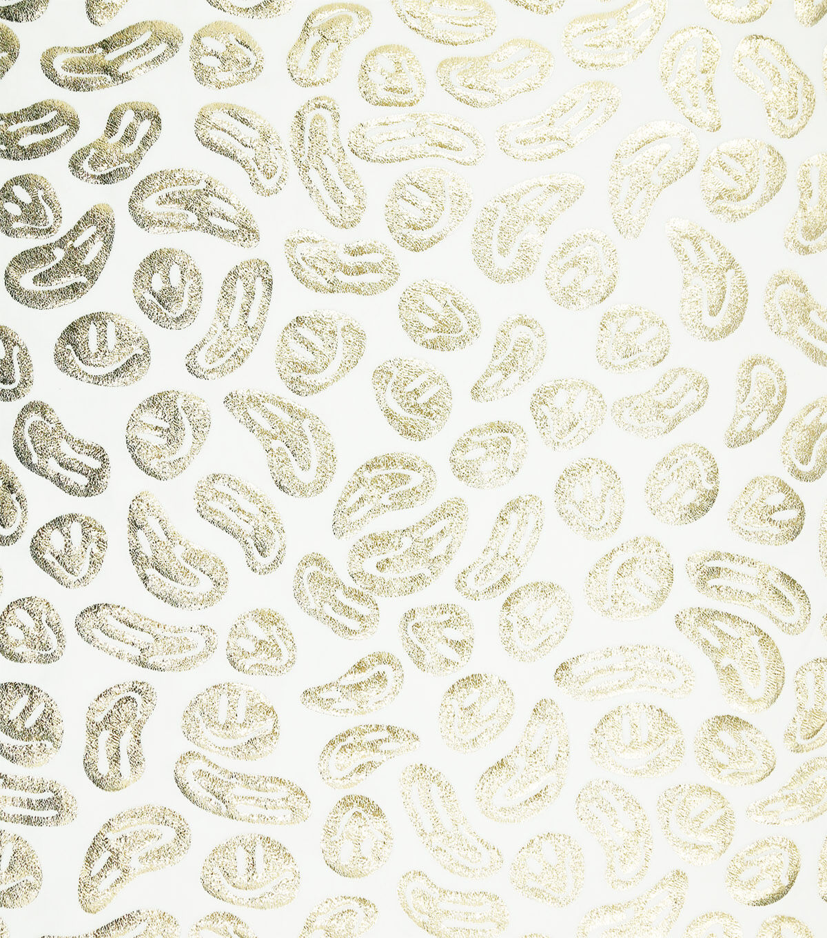 Gold Metallic Smiley Faces Pure Plush Fleece Fabric