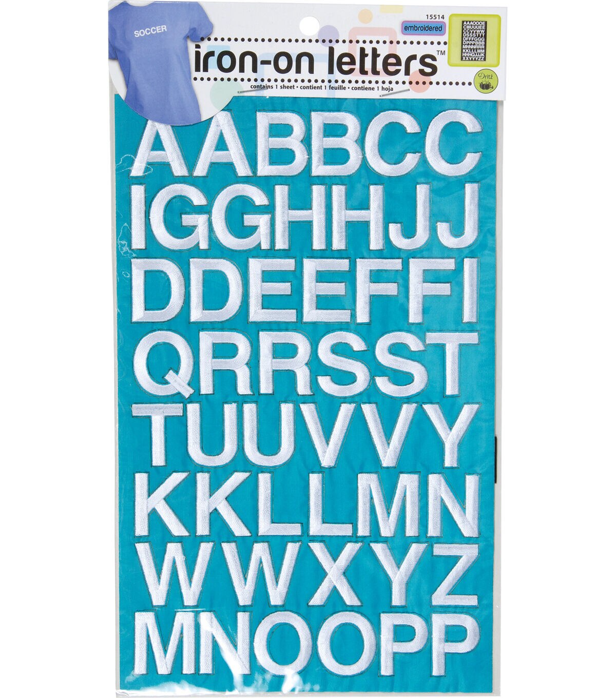 Dritz 1 White Embroidered Block Style Iron On Letters