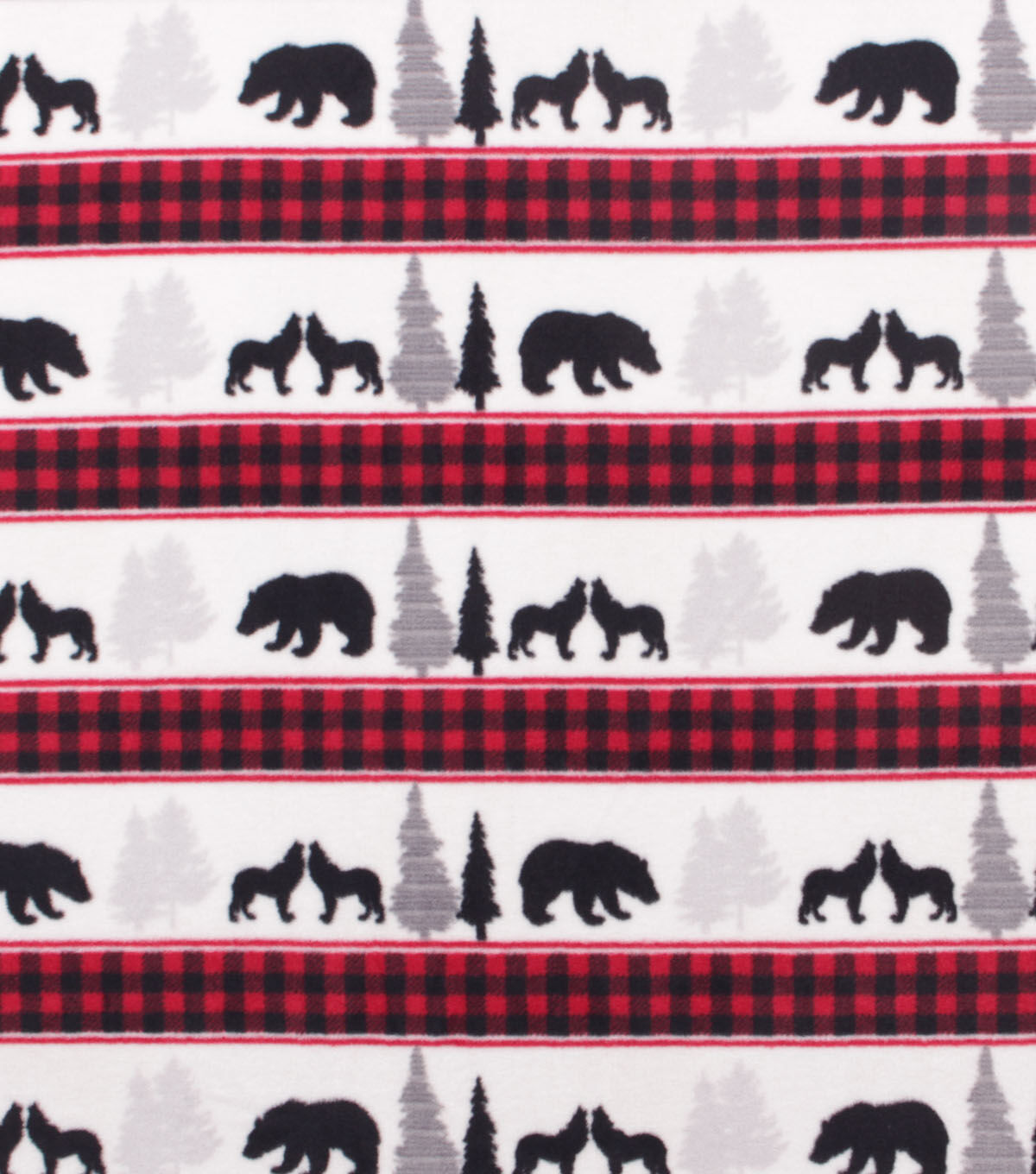 Bear & Wolf Striped Anti Pill Fleece Fabric